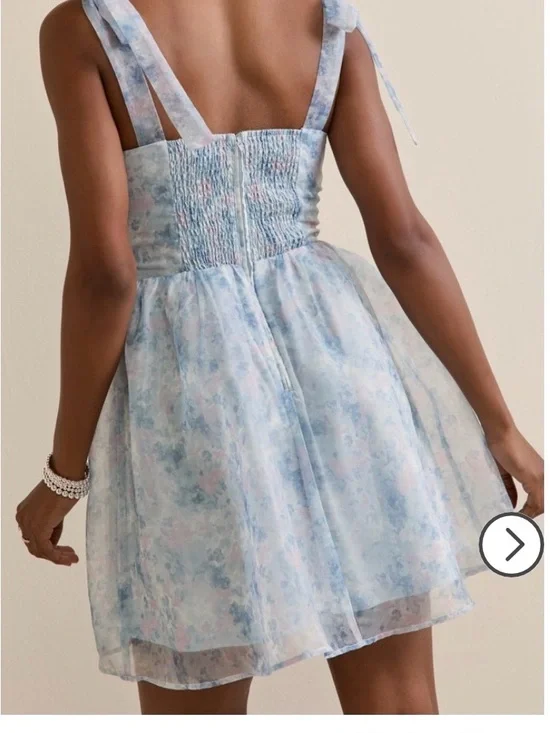 Francesca’s NWT Light Blue Tie-Shoulder Floral Mini Dress XL - Picture 3 of 9